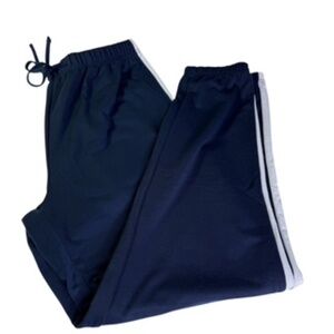 No Label Elastic/Drawstring Waist White Side Stripe Navy Jogging Pant Size L
